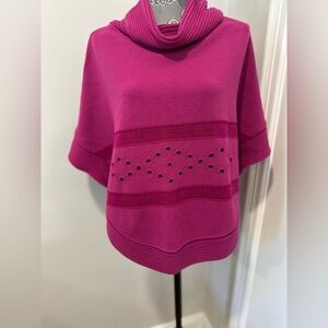 Montelli Womens Sz: Large Magnets Cowl Neck Side Button Round Bottom Cape.